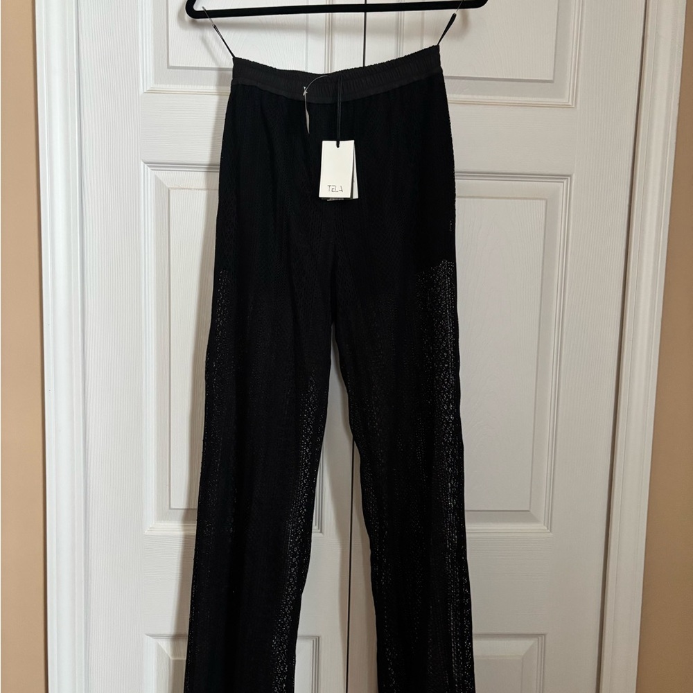 Tela Black elegant beach Pants swim coverup